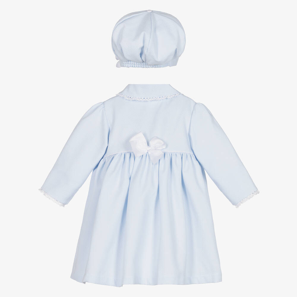 بريتي أوريجينال-طقم معطف وقبعة قطن تويل لون أزرق أطفال بناتي | Childrensalon Outlet