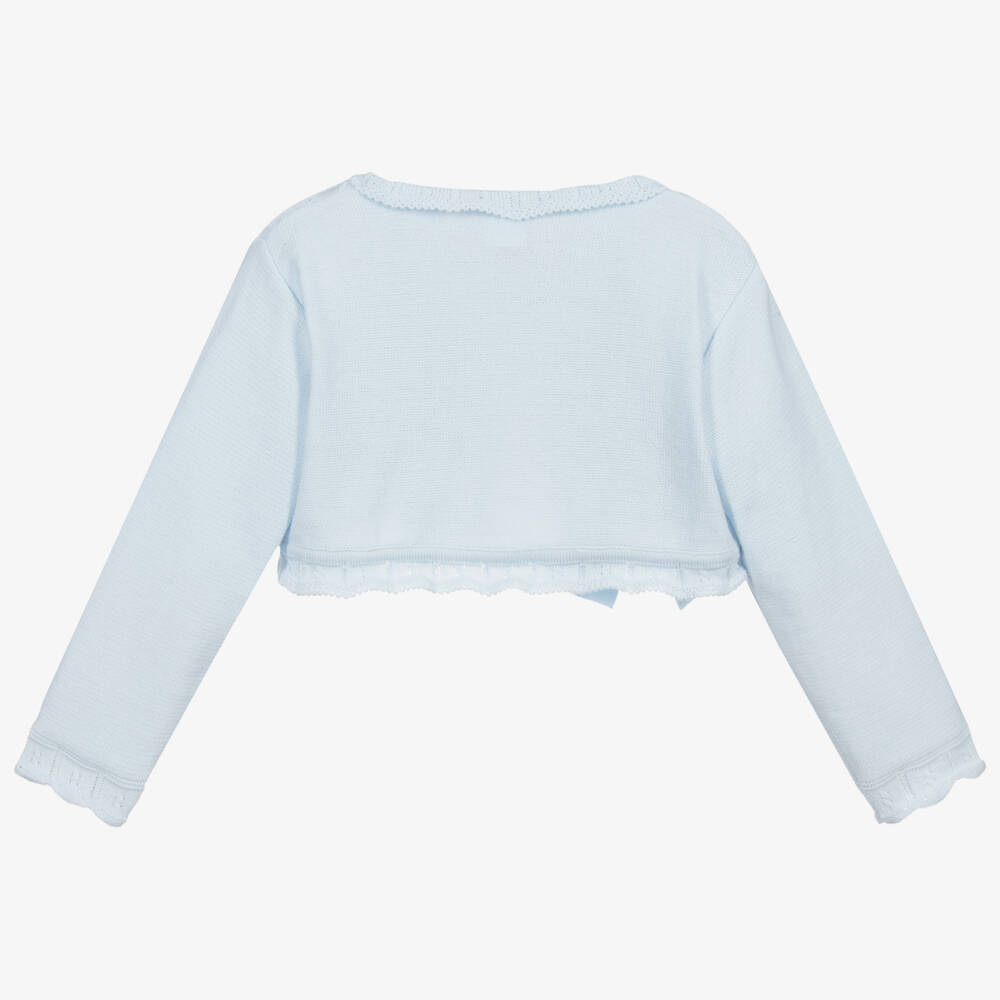 Pretty Originals-Girls Blue Cotton Knit Cardigan | Childrensalon Outlet
