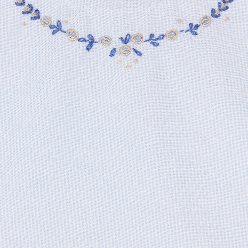 Pretty Originals-Girls Blue Cotton Pinstripe Dress Set | Childrensalon Outlet