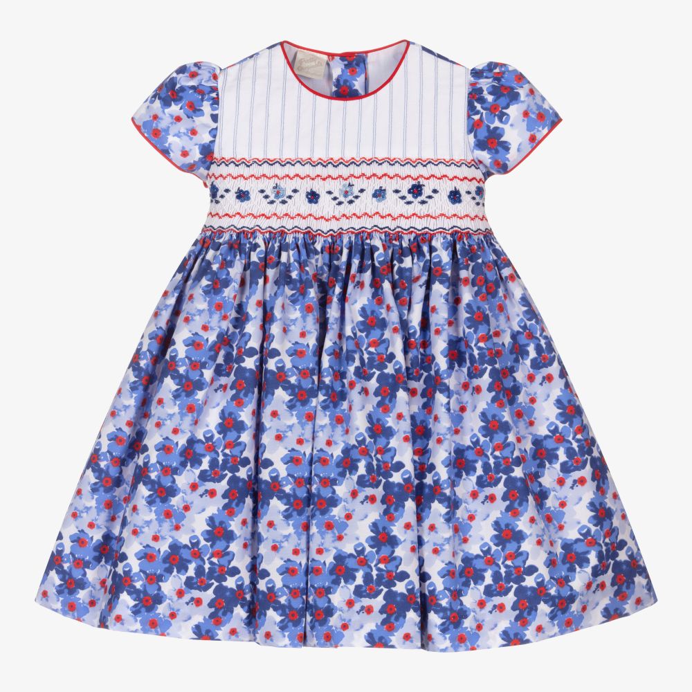 Pretty Originals - Girls Blue Hand-Smocked Dress  | Childrensalon