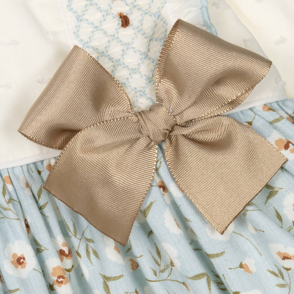 Pretty Originals-Girls Blue & Ivory Cotton Dress Set | Childrensalon Outlet