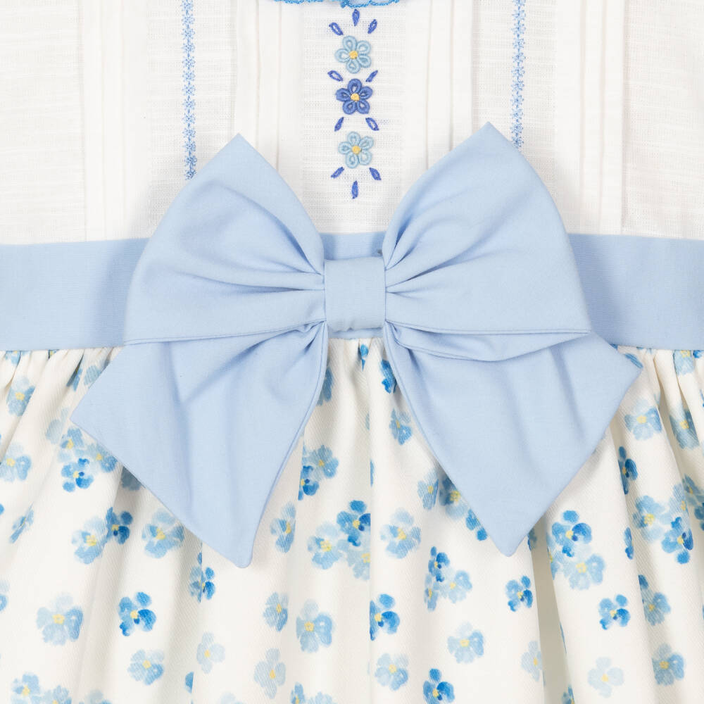 Pretty Originals-فستان تويل بطبعة ورود لون عاجي وأزرق | Childrensalon Outlet