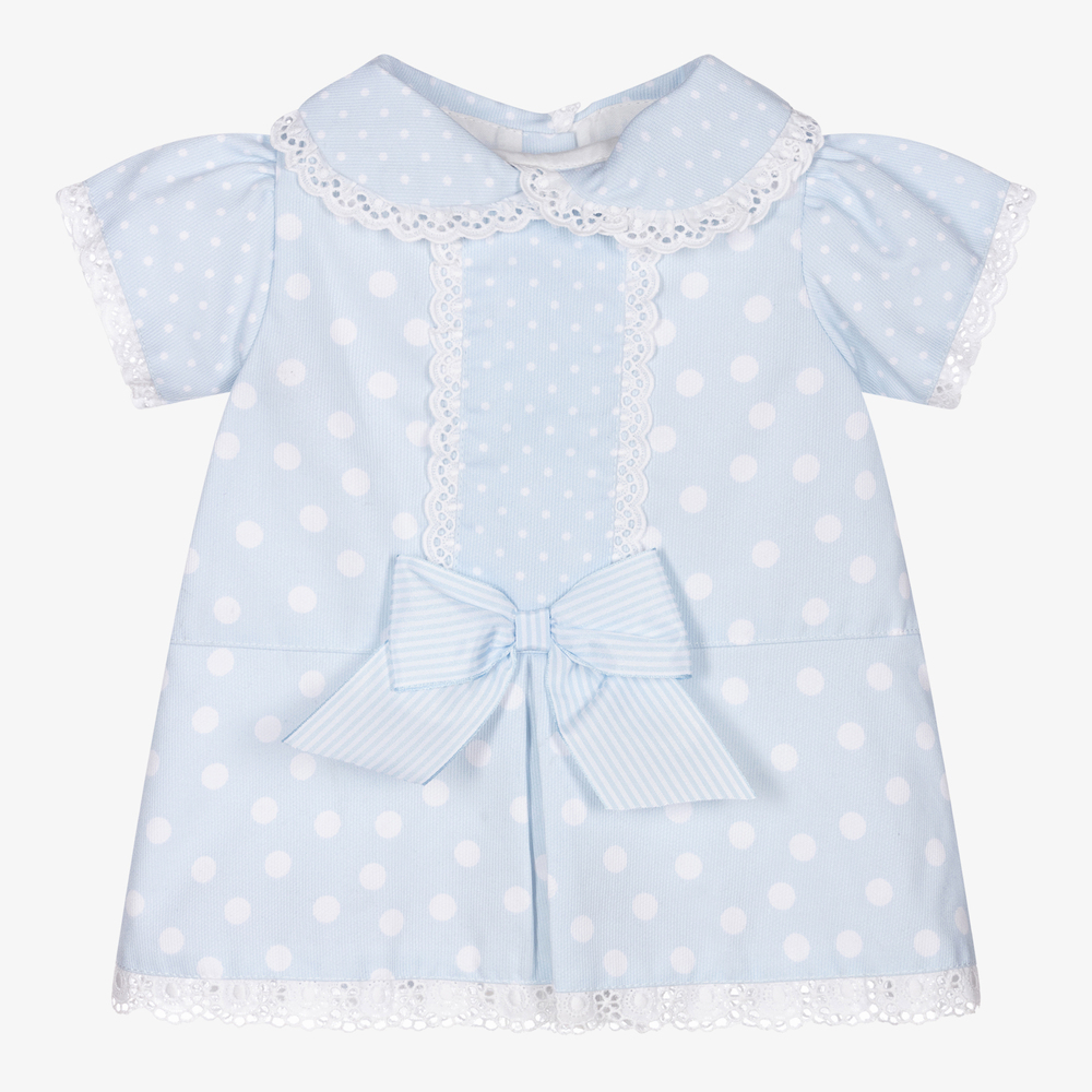Pretty Originals - Girls Blue Polka Dot Dress | Childrensalon