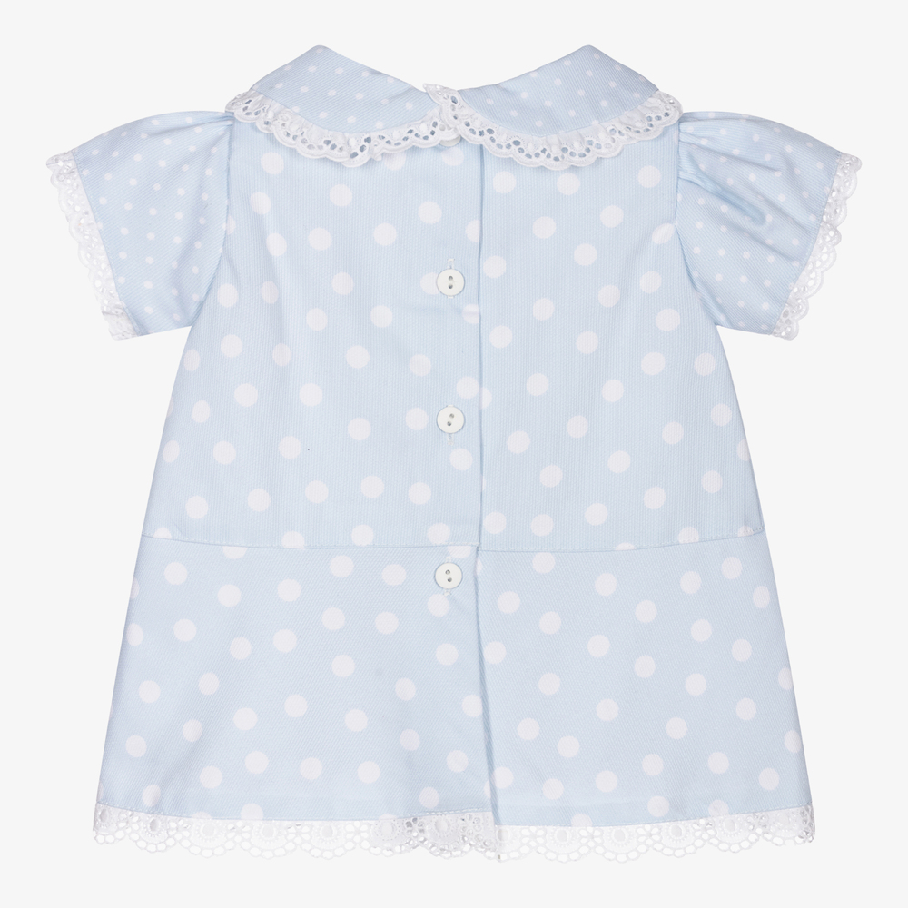 Pretty Originals Girls Blue Polka Dot Dress Childrensalon Outlet