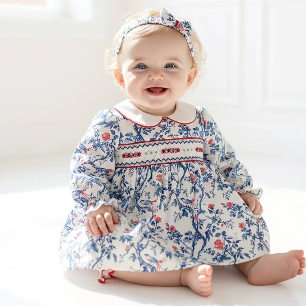 Pretty Originals-فستان أزرق مزهر للبنات | Childrensalon Outlet