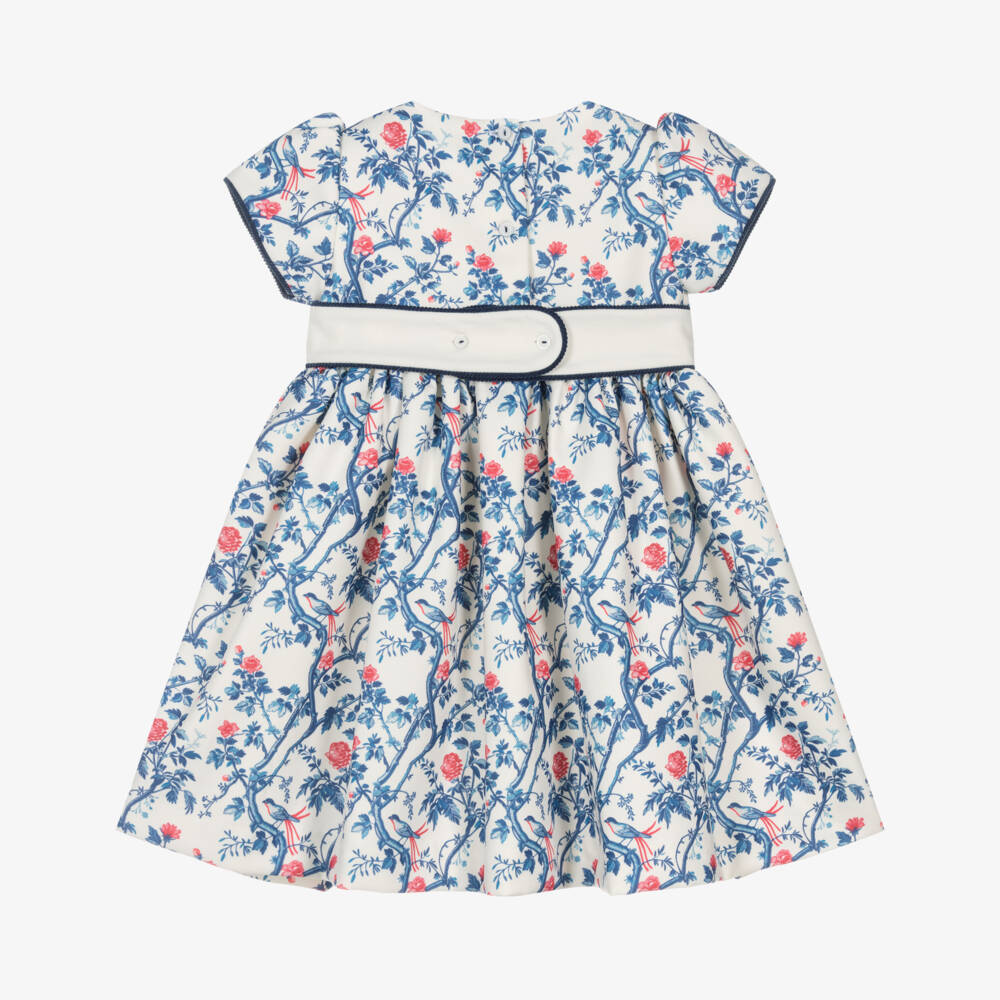 Pretty Originals-Girls Blue & Red Floral Puffed Sleeve Dress | Childrensalon Outlet