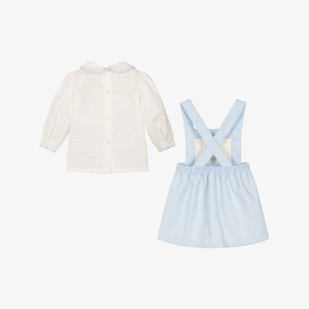 Pretty Originals-Girls Blue Rocking Horse Pinafore Dress Set | Childrensalon Outlet