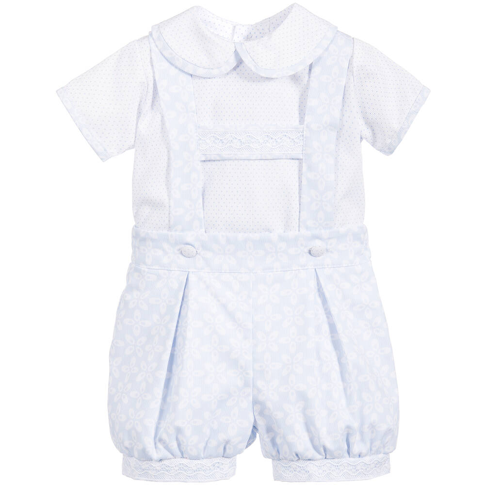 Pretty Originals-طقم شورت مزيج قطن لون ازرق للمولودات | Childrensalon Outlet