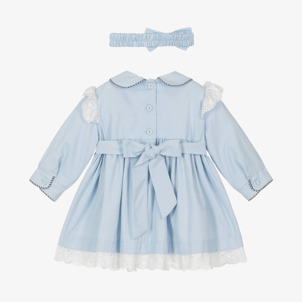 Pretty Originals-Girls Blue Smocked Dress Ensemble | Childrensalon Outlet