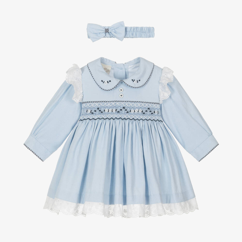 Pretty Originals-Girls Blue Smocked Dress Ensemble | Childrensalon Outlet