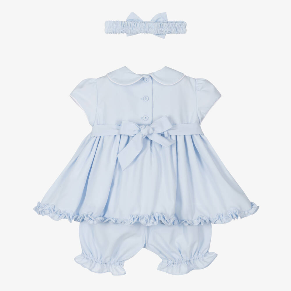 Pretty Originals-Girls Blue Smocked Ensemble with Bow Accents | Childrensalon Outlet