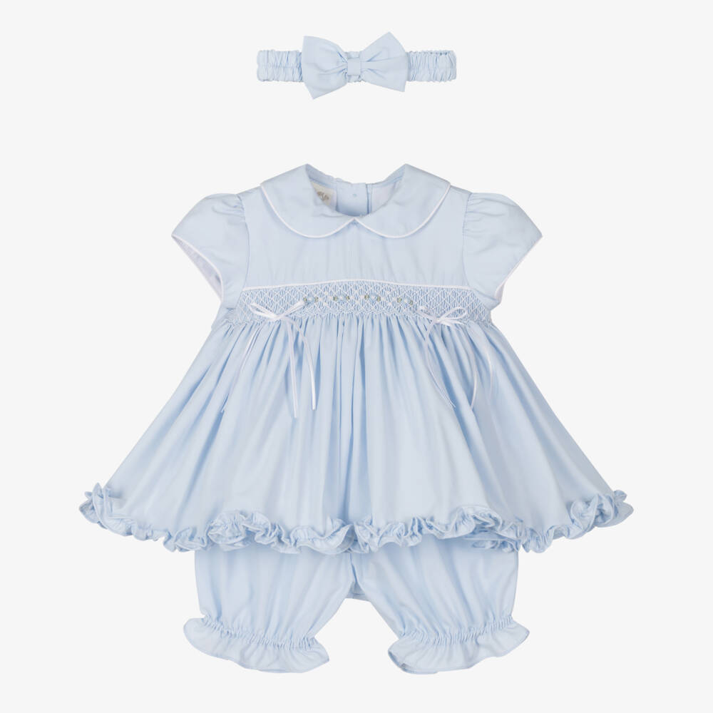 Pretty Originals-طقم أزرق للبنات بتفاصيل كشكش وربطات | Childrensalon Outlet