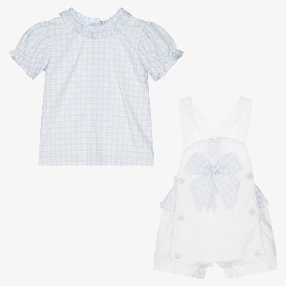 Pretty Originals-Girls Blue & White Shorts Set | Childrensalon Outlet
