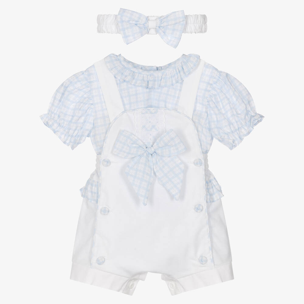 Pretty Originals-Girls Blue & White Shorts Set | Childrensalon Outlet