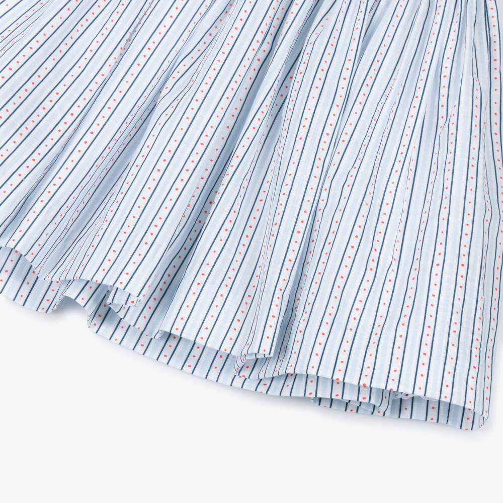 Pretty Originals-Girls Blue & White Striped Cotton Dress | Childrensalon Outlet