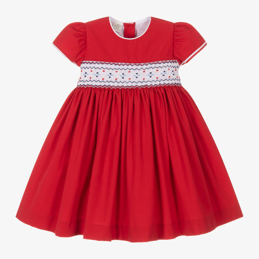 Pretty Originals-Girls Classic Scarlet Hand-Smocked Dress | Childrensalon Outlet