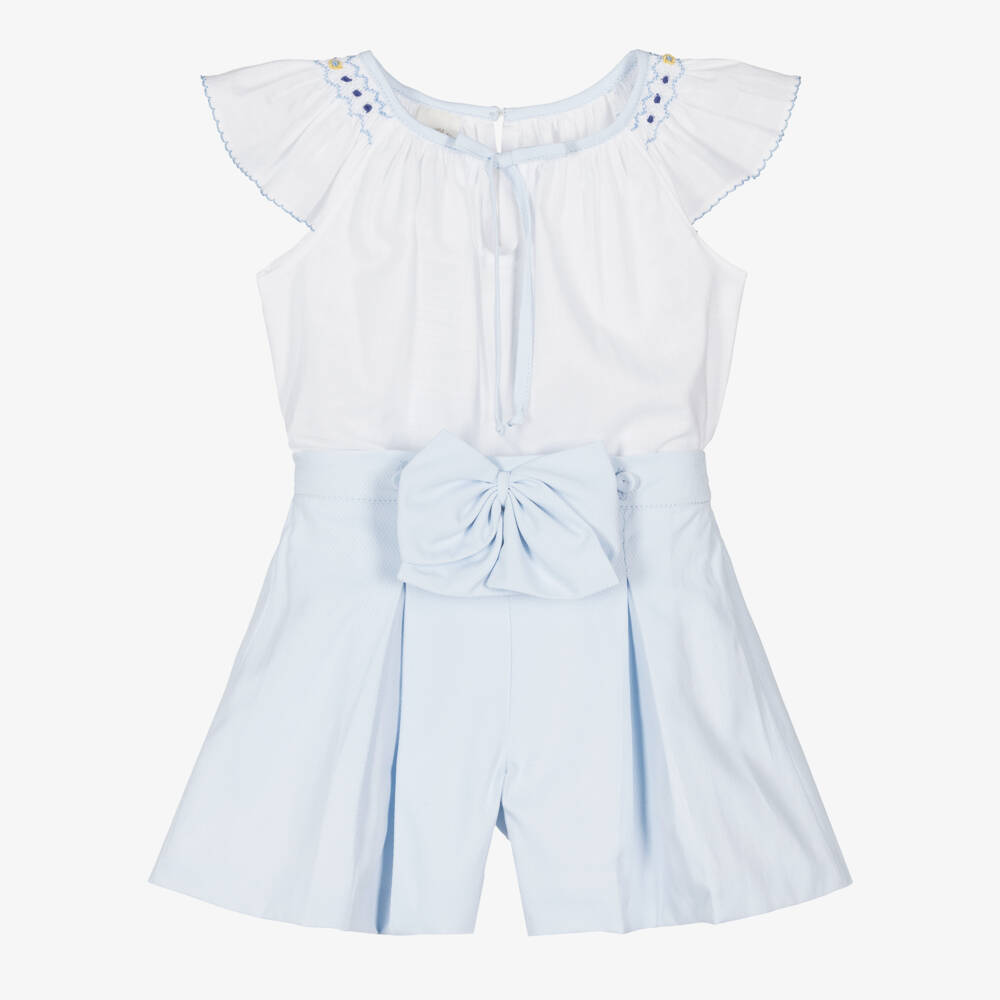Pretty Originals-طقم بناتي قطني أزرق وأبيض | Childrensalon Outlet
