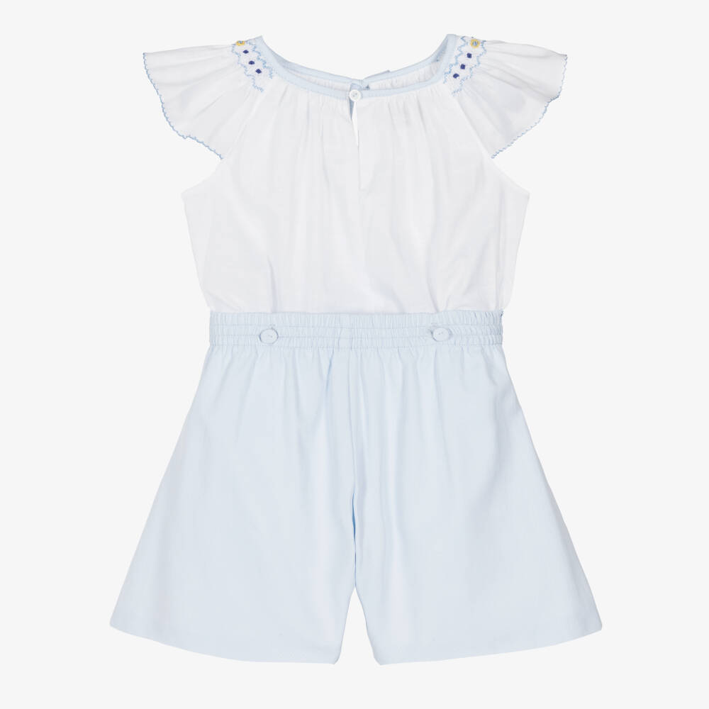 Pretty Originals-Girls Cotton Blue & White Ensemble | Childrensalon Outlet
