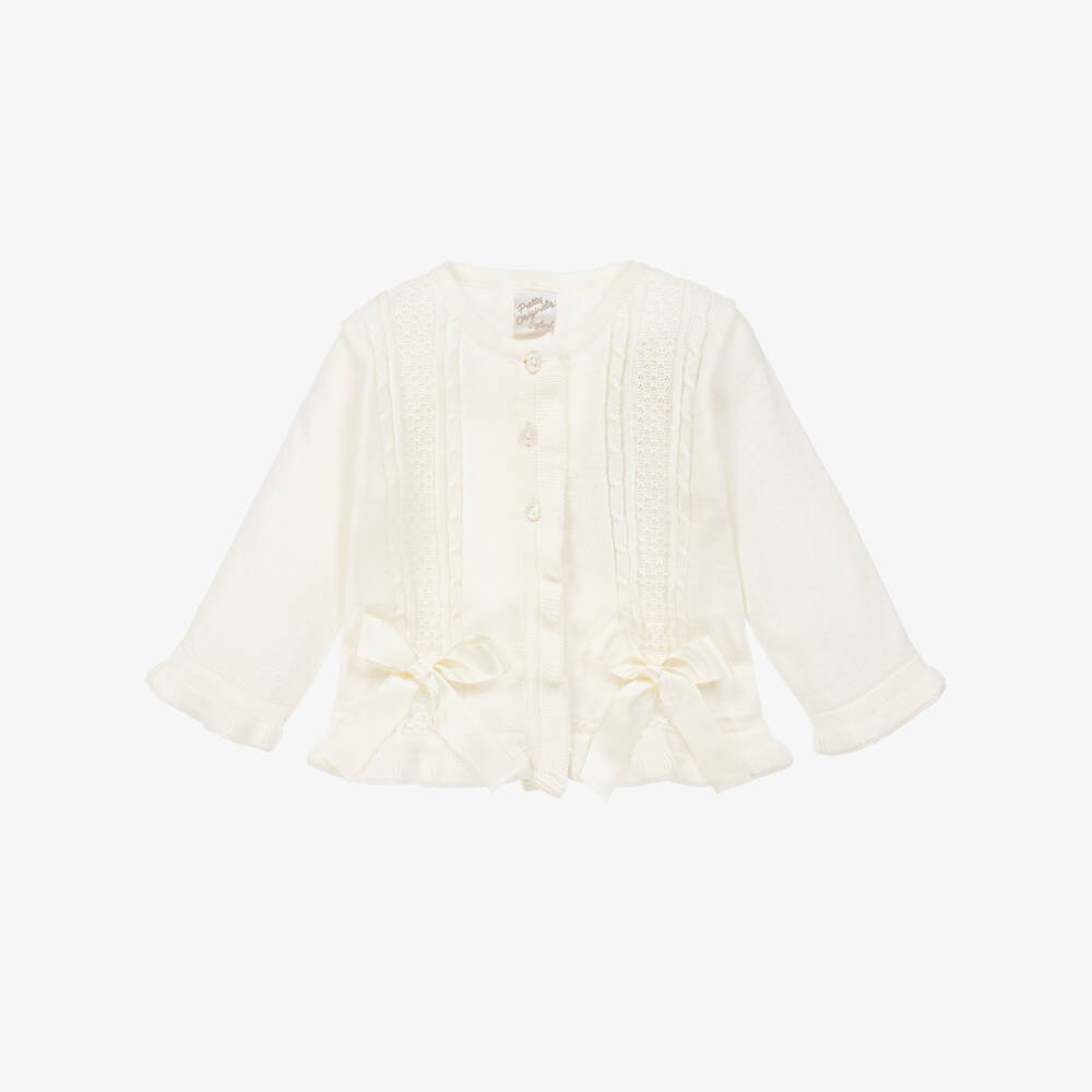 Pretty Originals-Girls Cream Cotton Knit Sweater | Childrensalon Outlet