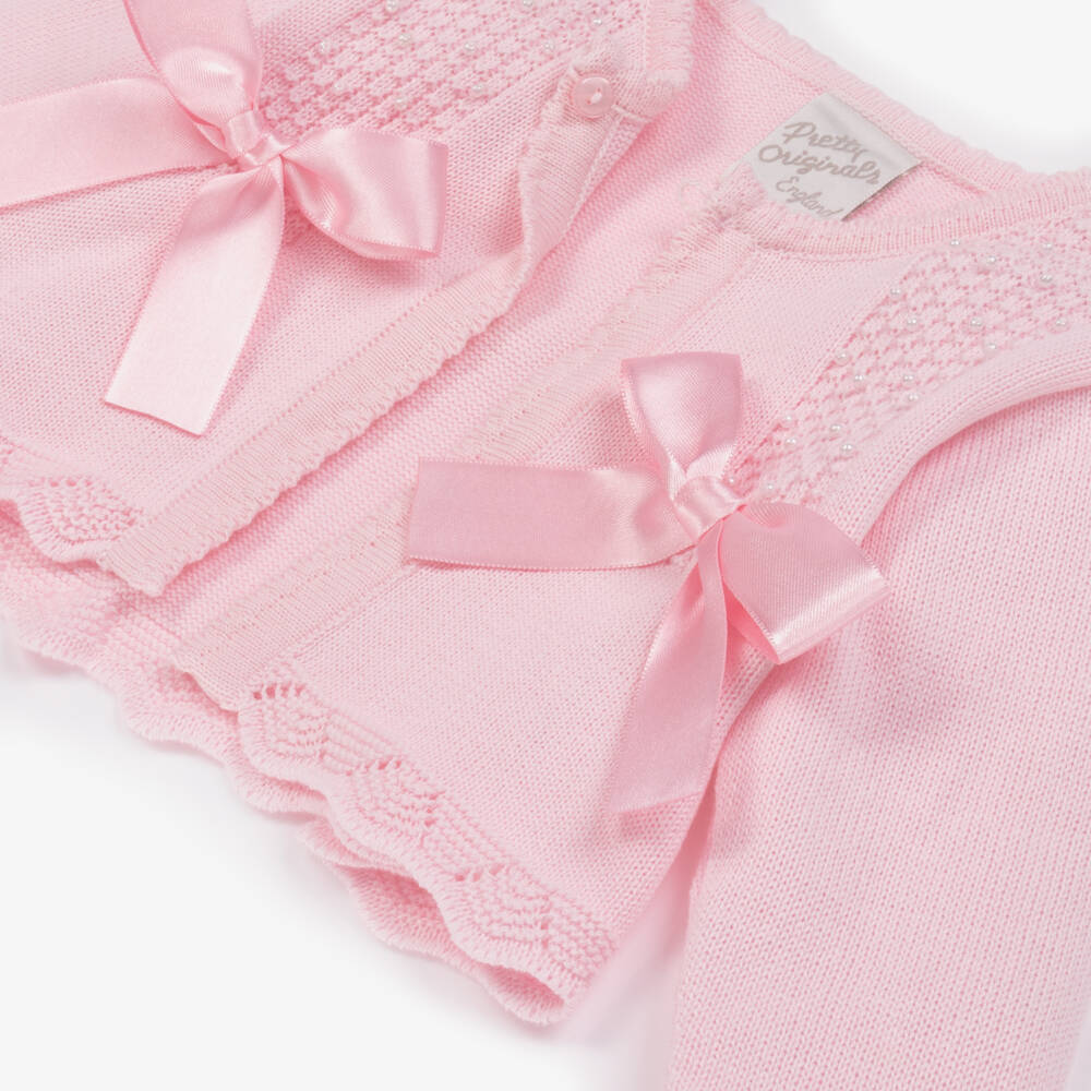 Pretty Originals-Girls Delicate Rose Knit Sweater | Childrensalon Outlet