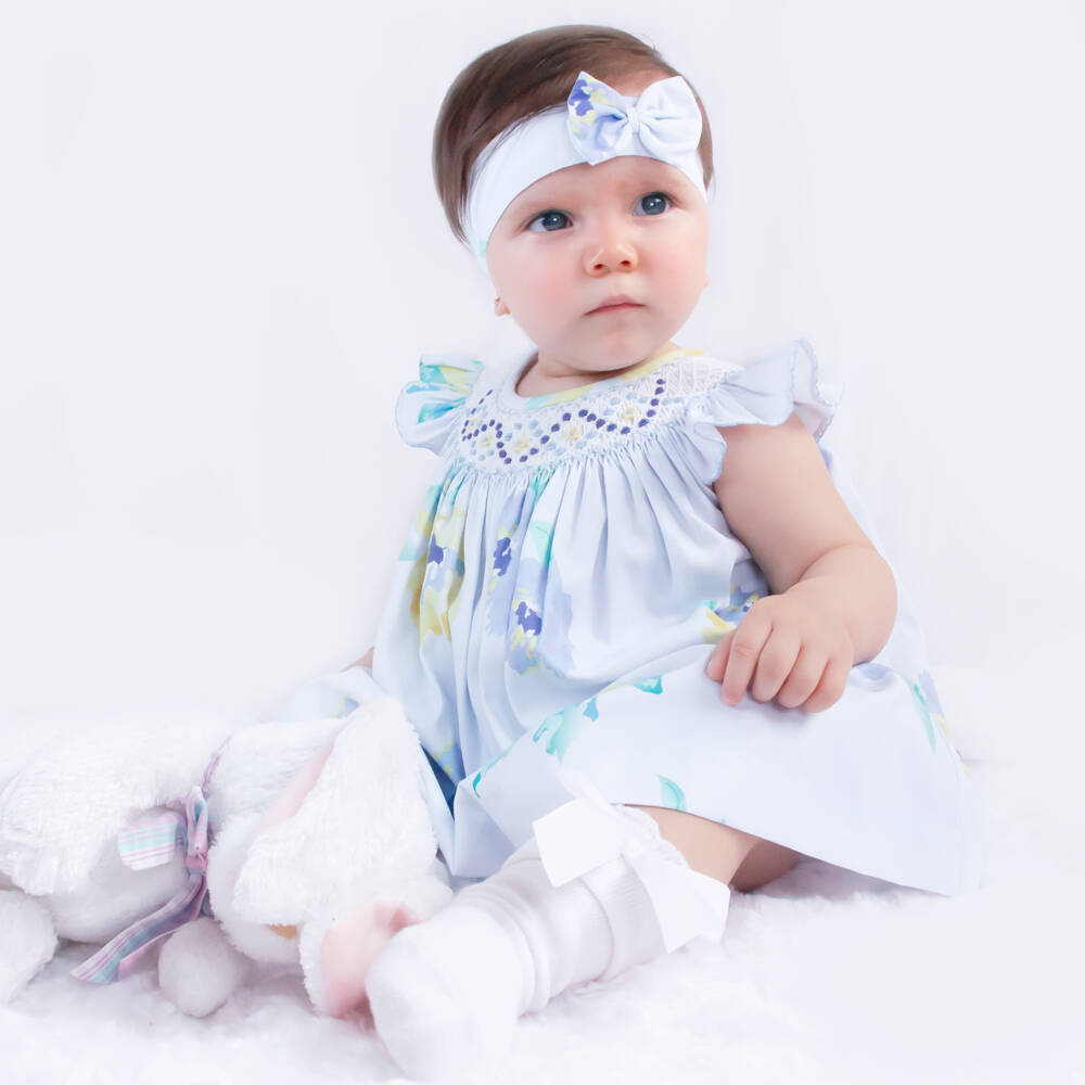 Pretty Originals-Girls Elegant Blue Floral Ensemble | Childrensalon Outlet