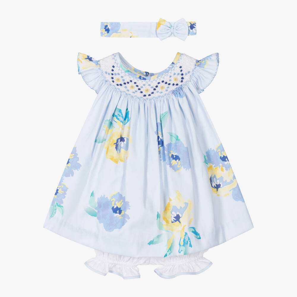 Pretty Originals-طقم أزرق أنيق مزين بالزهور للبنات | Childrensalon Outlet