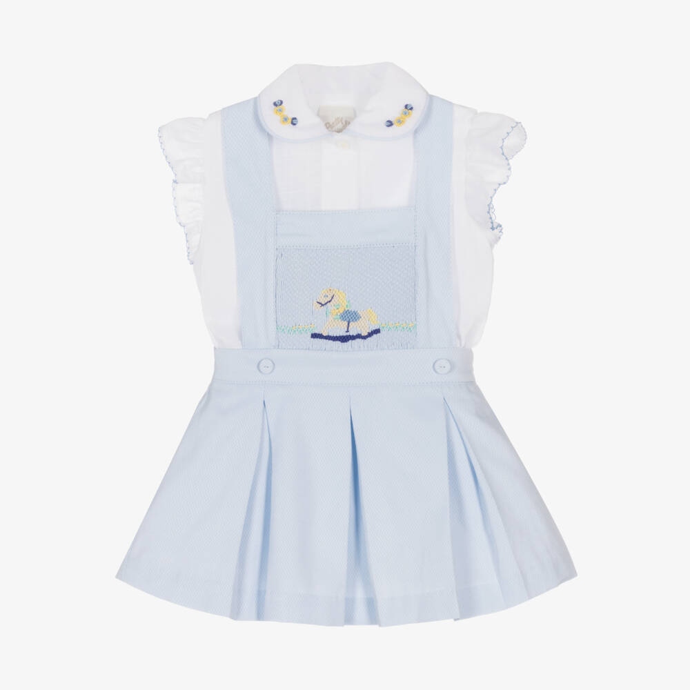 Pretty Originals-Элегантный синий и белый ансамбль для девочек | Childrensalon Outlet