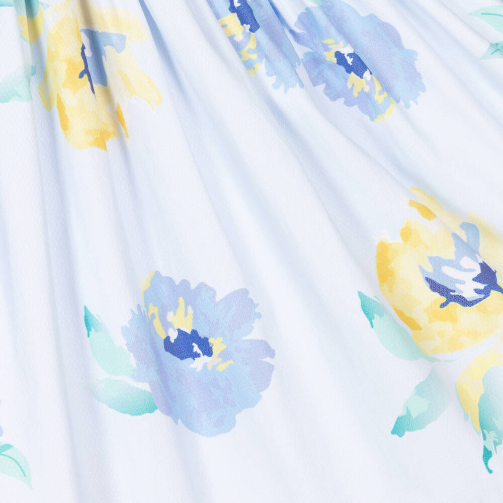 Pretty Originals-Girls Floral Blue Smock Dress | Childrensalon Outlet