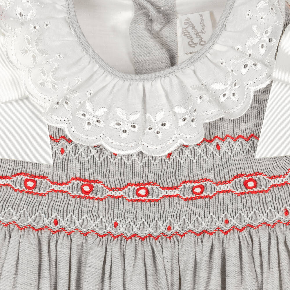 Pretty Originals-Girls Grey Smocked Dress Set | Childrensalon Outlet