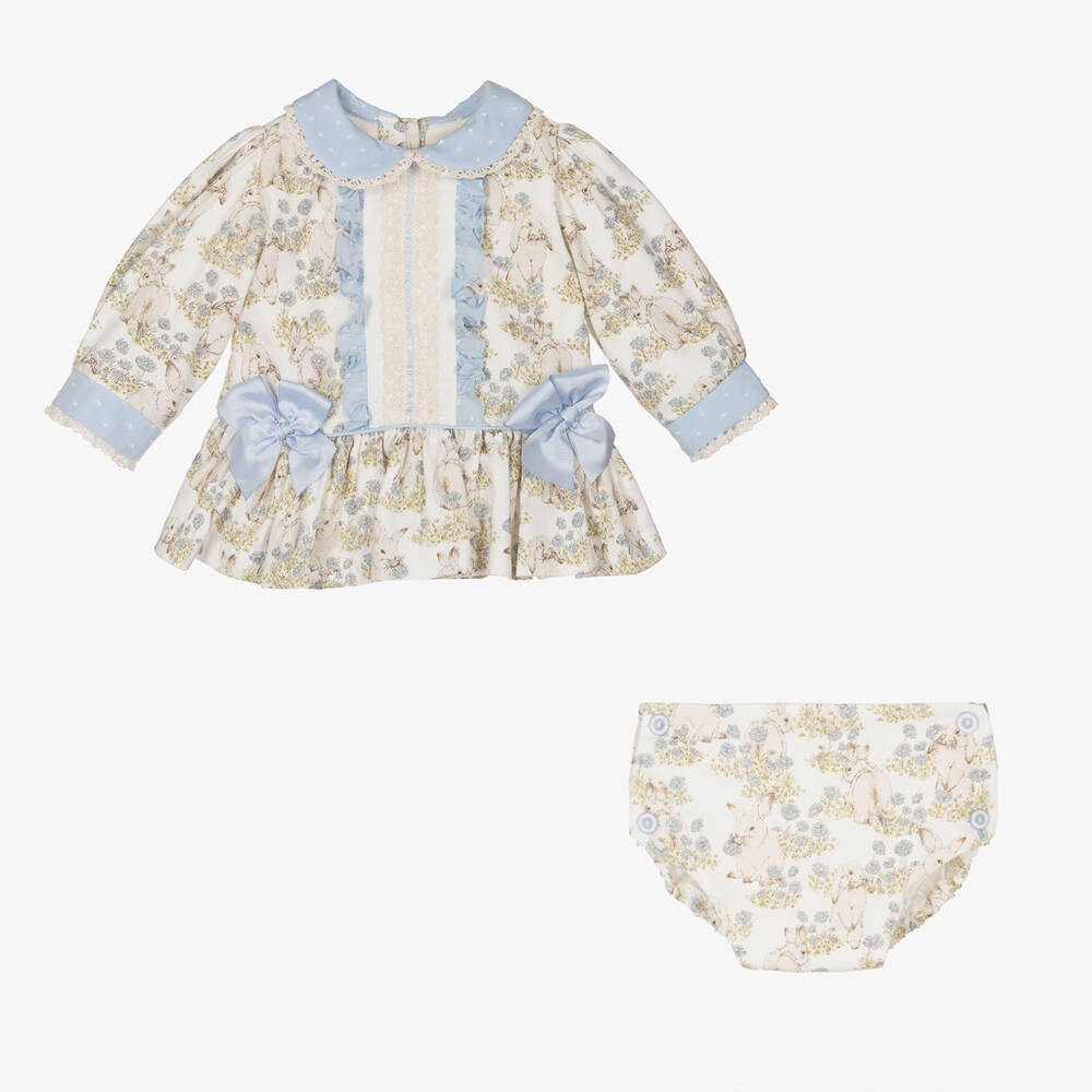 Pretty Originals-Girls Ivory Floral Bunny Dress Set | Childrensalon Outlet