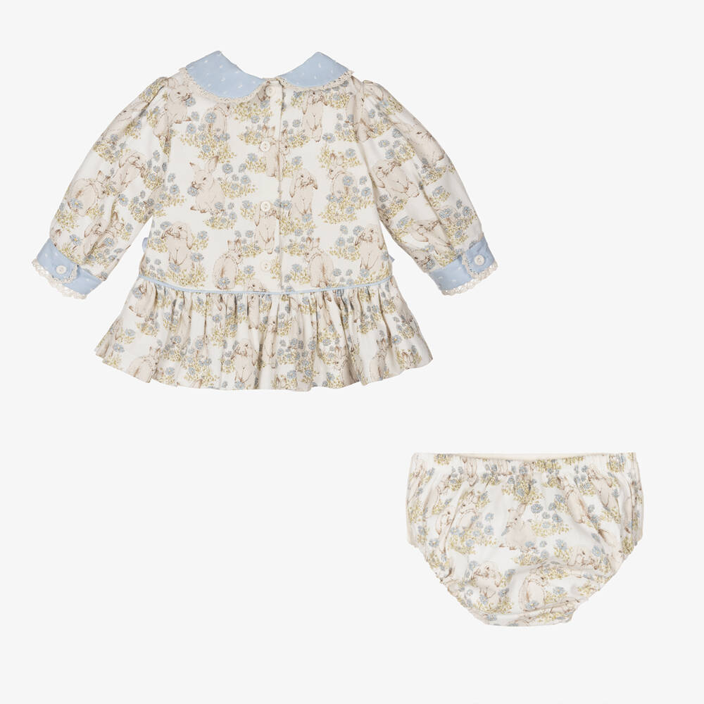 Pretty Originals-Girls Ivory Floral Bunny Dress Set | Childrensalon Outlet