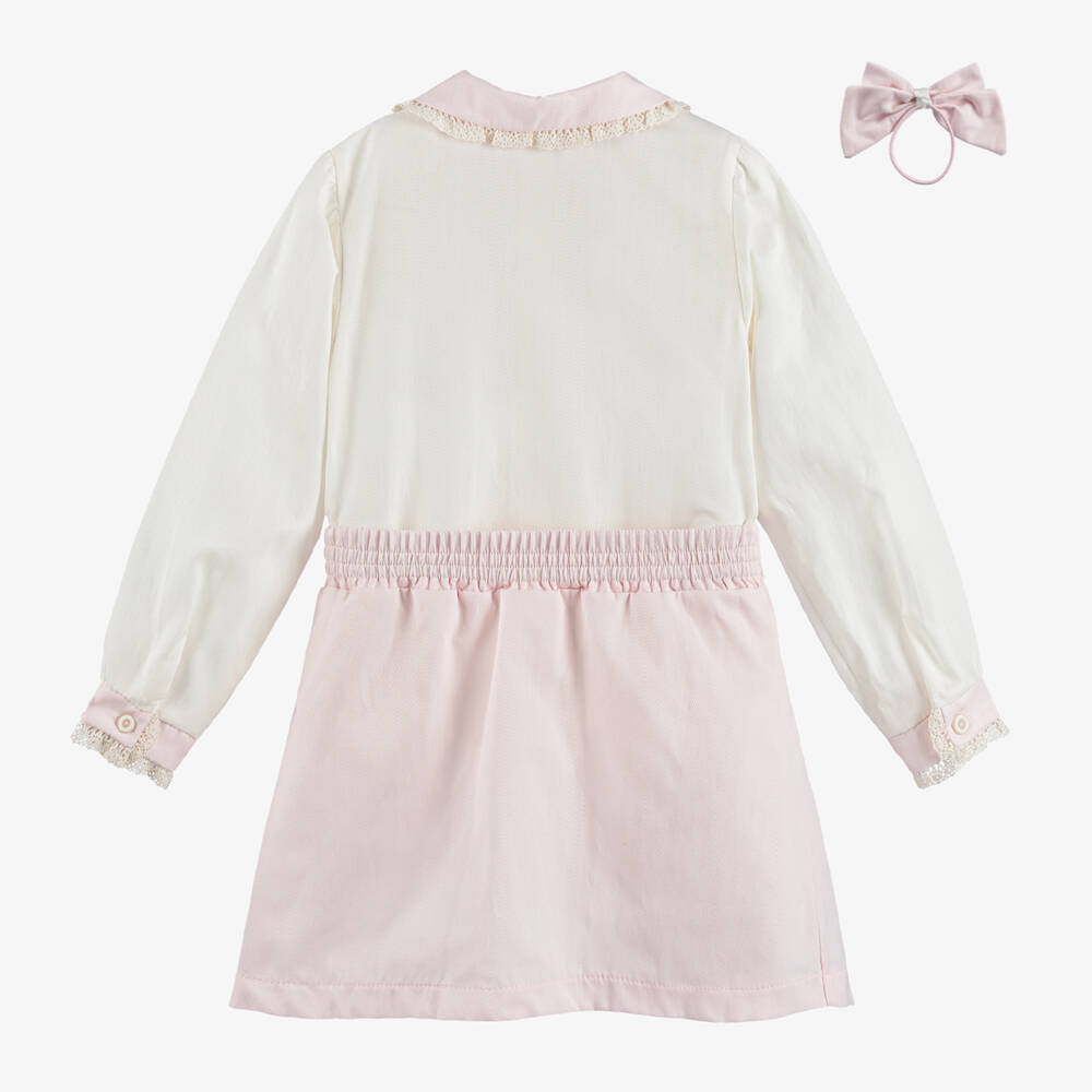 Pretty Originals-Girls Ivory & Pink Bow Outfit | Childrensalon Outlet