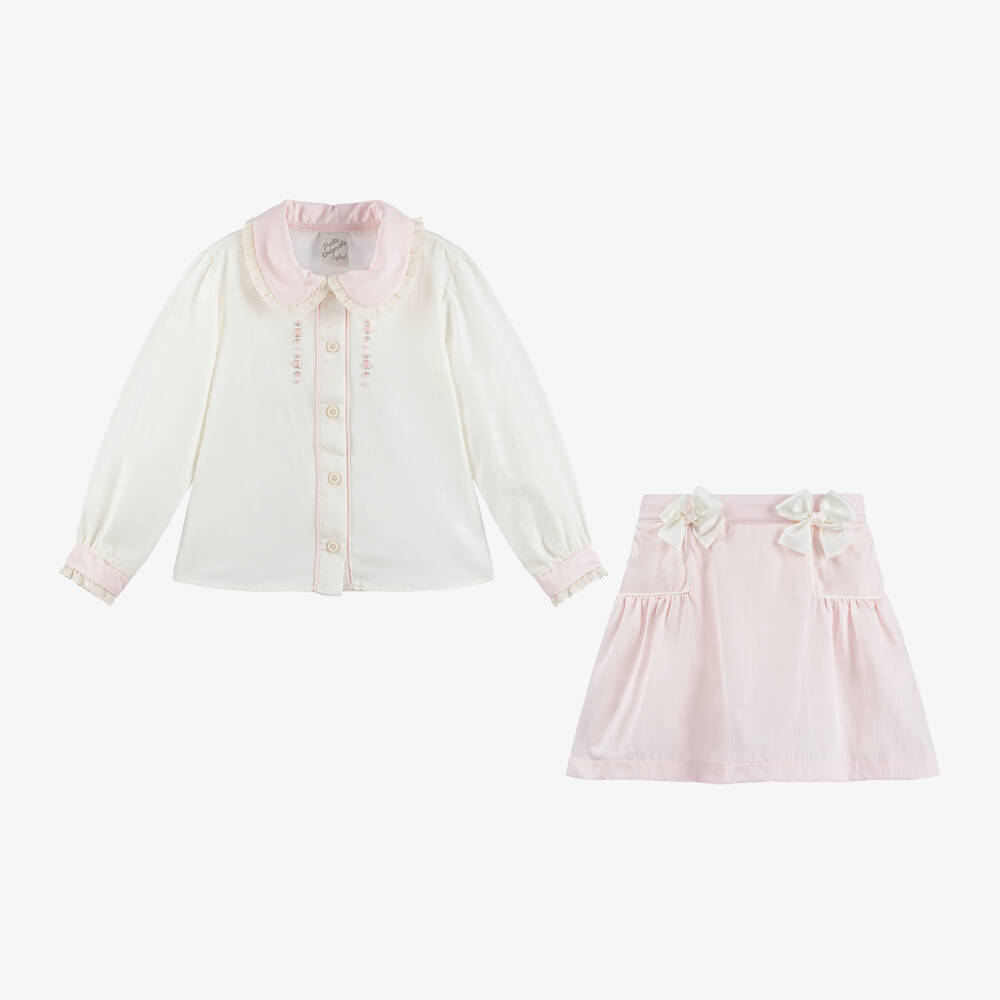 Pretty Originals-Girls Ivory & Pink Bow Outfit | Childrensalon Outlet