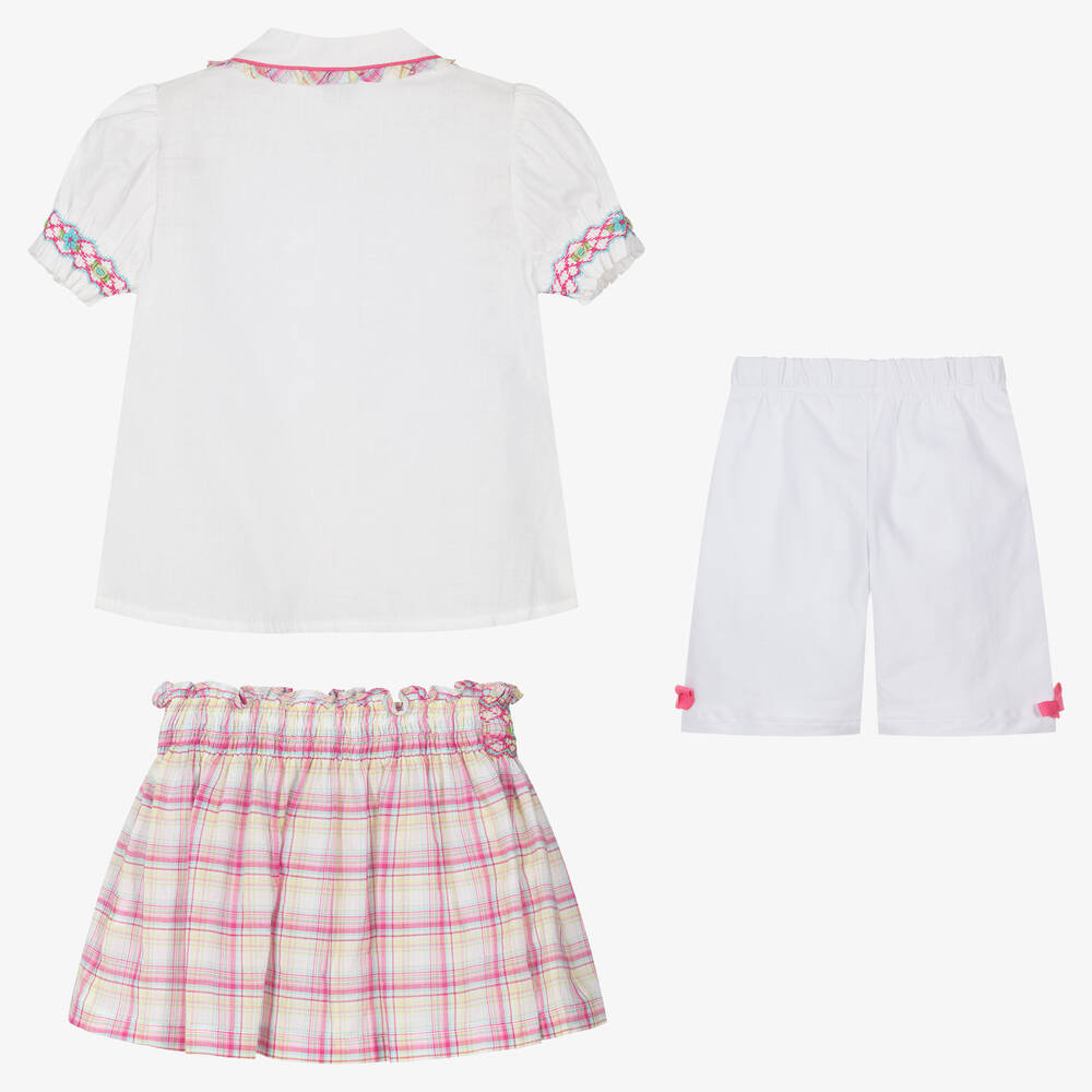 Pretty Originals-Girls Ivory & Pink Cotton Skirt Sets | Childrensalon Outlet