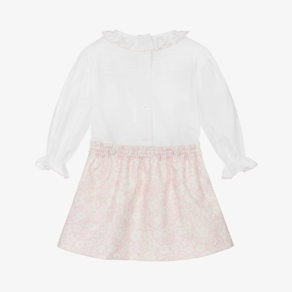 Pretty Originals-Girls Ivory & Pink Floral Skirt Set | Childrensalon Outlet