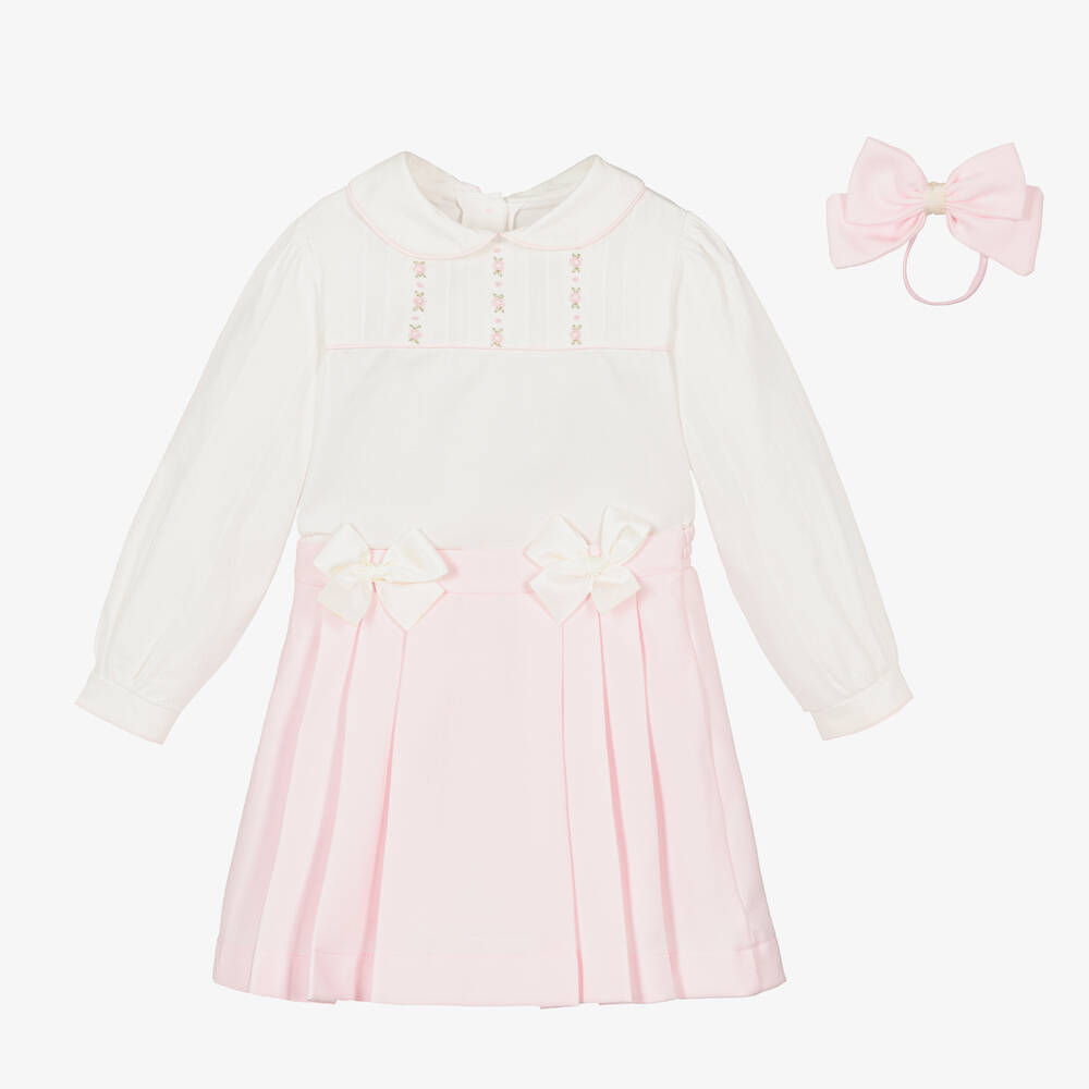 Pretty Originals - Girls Ivory & Pink Skirt Set | Childrensalon