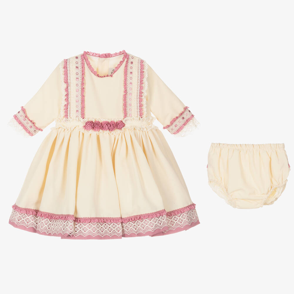 بريتي أوريجينال-فستان دانتيل لون عاجي و بنفسجي | Childrensalon Outlet