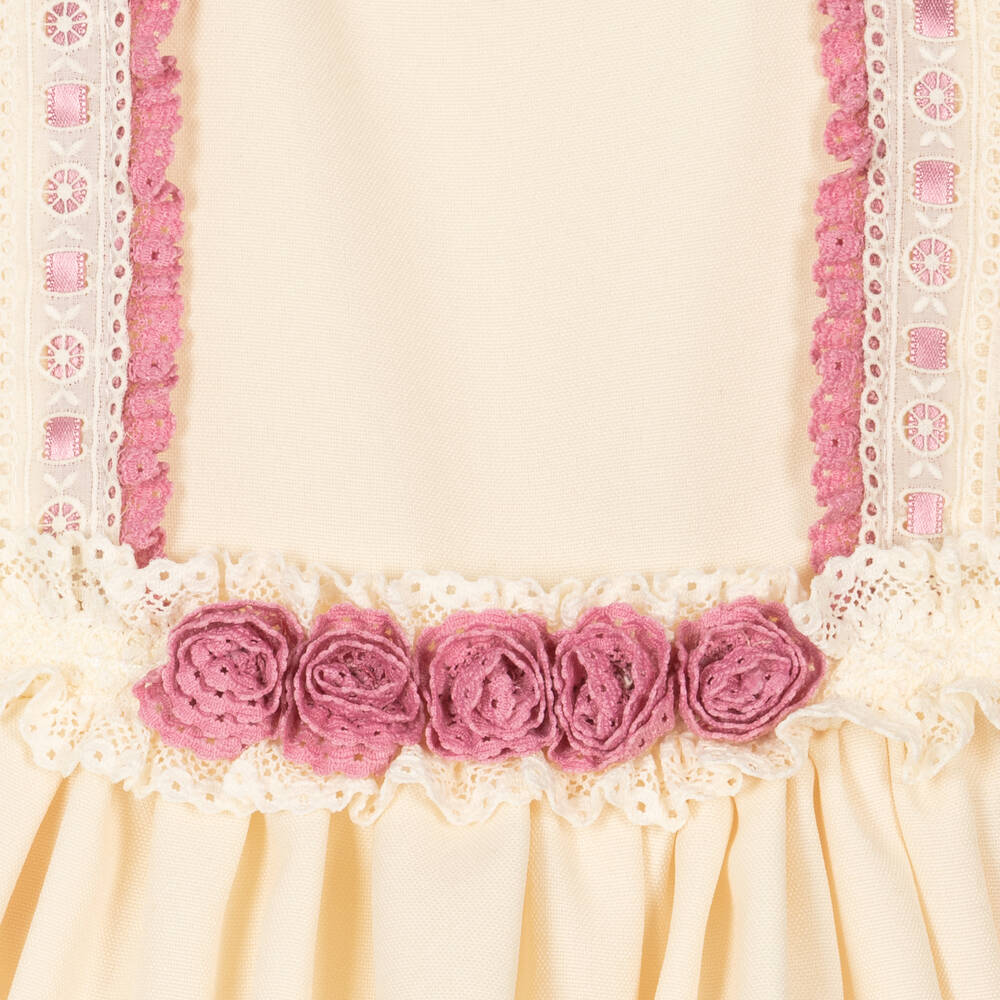 بريتي أوريجينال-فستان دانتيل لون عاجي و بنفسجي | Childrensalon Outlet