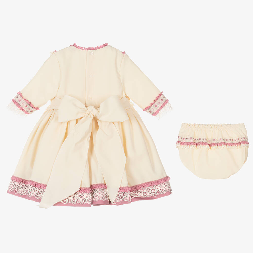 بريتي أوريجينال-فستان دانتيل لون عاجي و بنفسجي | Childrensalon Outlet