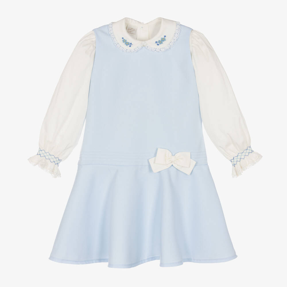 Pretty Originals-طقم فستان أطفال بناتي قطن لون أزرق | Childrensalon Outlet