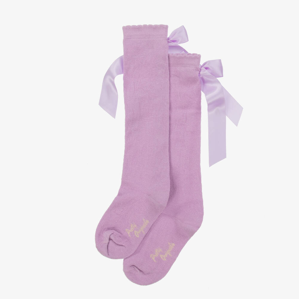 Pretty Originals-Girls Lilac Purple Cotton Socks with Bow | Childrensalon Outlet