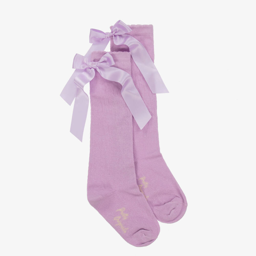 Pretty Originals-Girls Lilac Purple Cotton Socks with Bow | Childrensalon Outlet