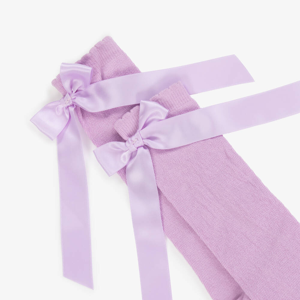 Pretty Originals-Girls Lilac Purple Cotton Socks with Bow | Childrensalon Outlet