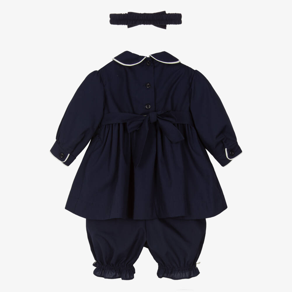 Pretty Originals-Girls Navy Smocked Dress Ensemble | Childrensalon Outlet
