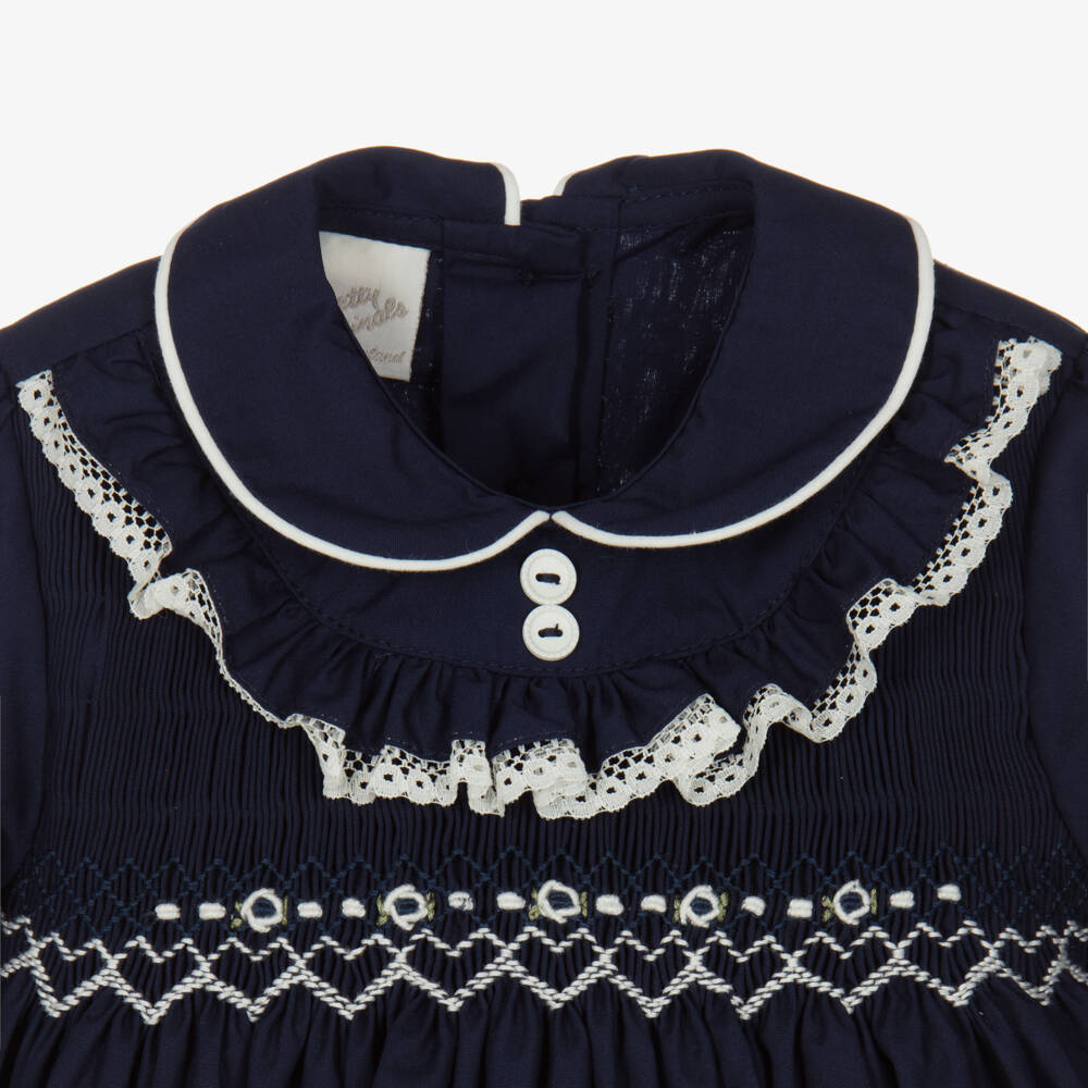 Pretty Originals-Girls Navy Smocked Dress Ensemble | Childrensalon Outlet