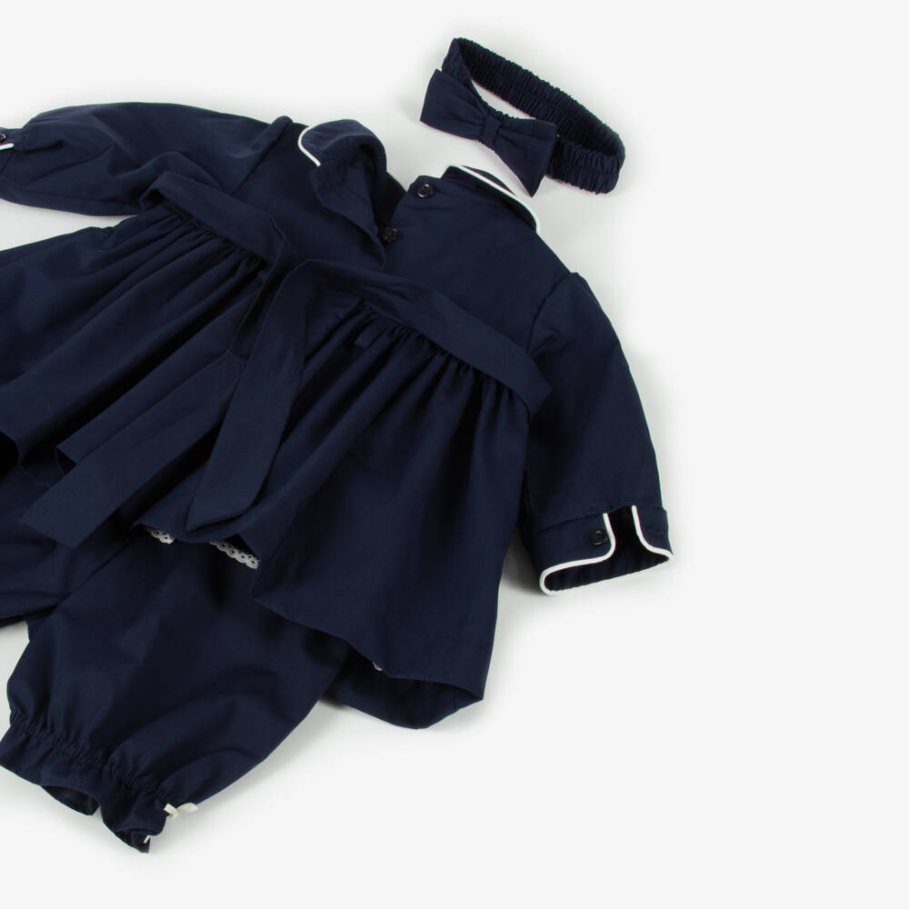 Pretty Originals-Girls Navy Smocked Dress Ensemble | Childrensalon Outlet