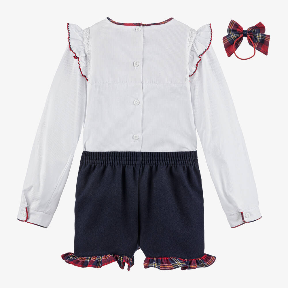 Pretty Originals-Girls Navy & White Ruffle Set | Childrensalon Outlet