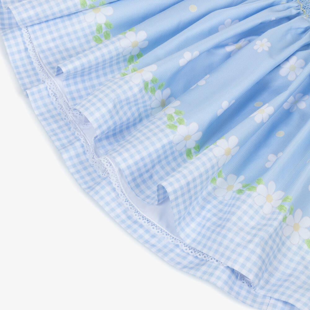 Pretty Originals-Girls Pale Blue Daisy Print Dress & Headband Set | Childrensalon Outlet