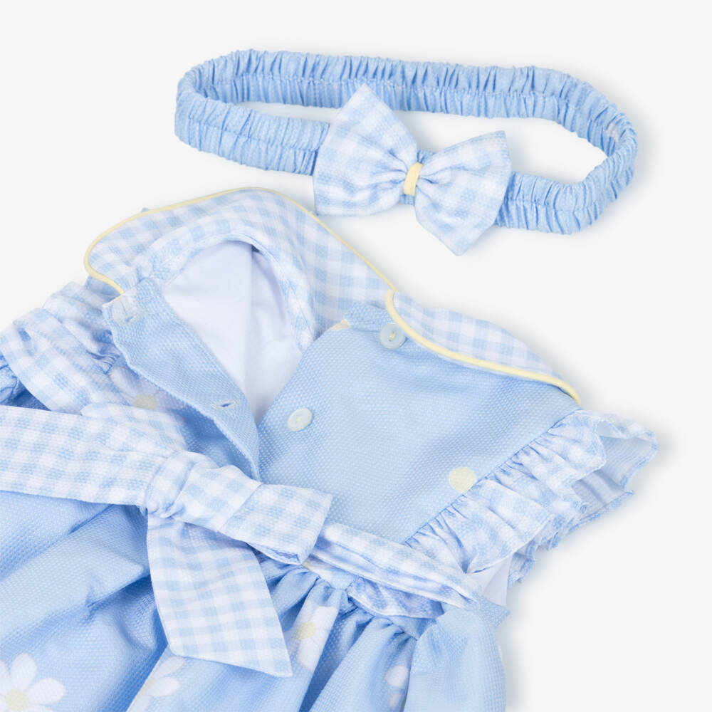 Pretty Originals-Girls Pale Blue Daisy Print Dress Set | Childrensalon Outlet