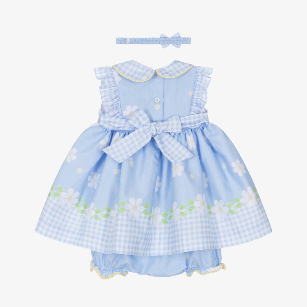 Pretty Originals-Girls Pale Blue Daisy Print Dress Set | Childrensalon Outlet